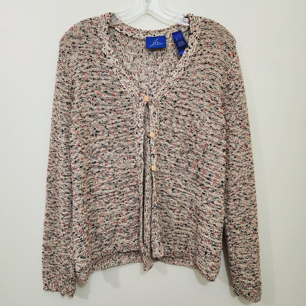 JH Collectibles stretchy confetti open knit button‎ up cardigan woman's size L